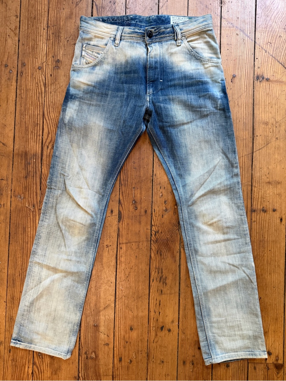 Diesel Industry Krooley Slim Tapered Jeans Made in Italy Light Wash Sz 28x30